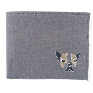 PERRY ELLIS CANVAS FRENCH BULLDOG BIFOLD WALLET